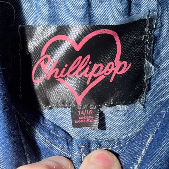 Girl Chillpop Denim Button-Up Shirt Dress Sz 14/16 pockets blue no belt - Picture 9 of 9